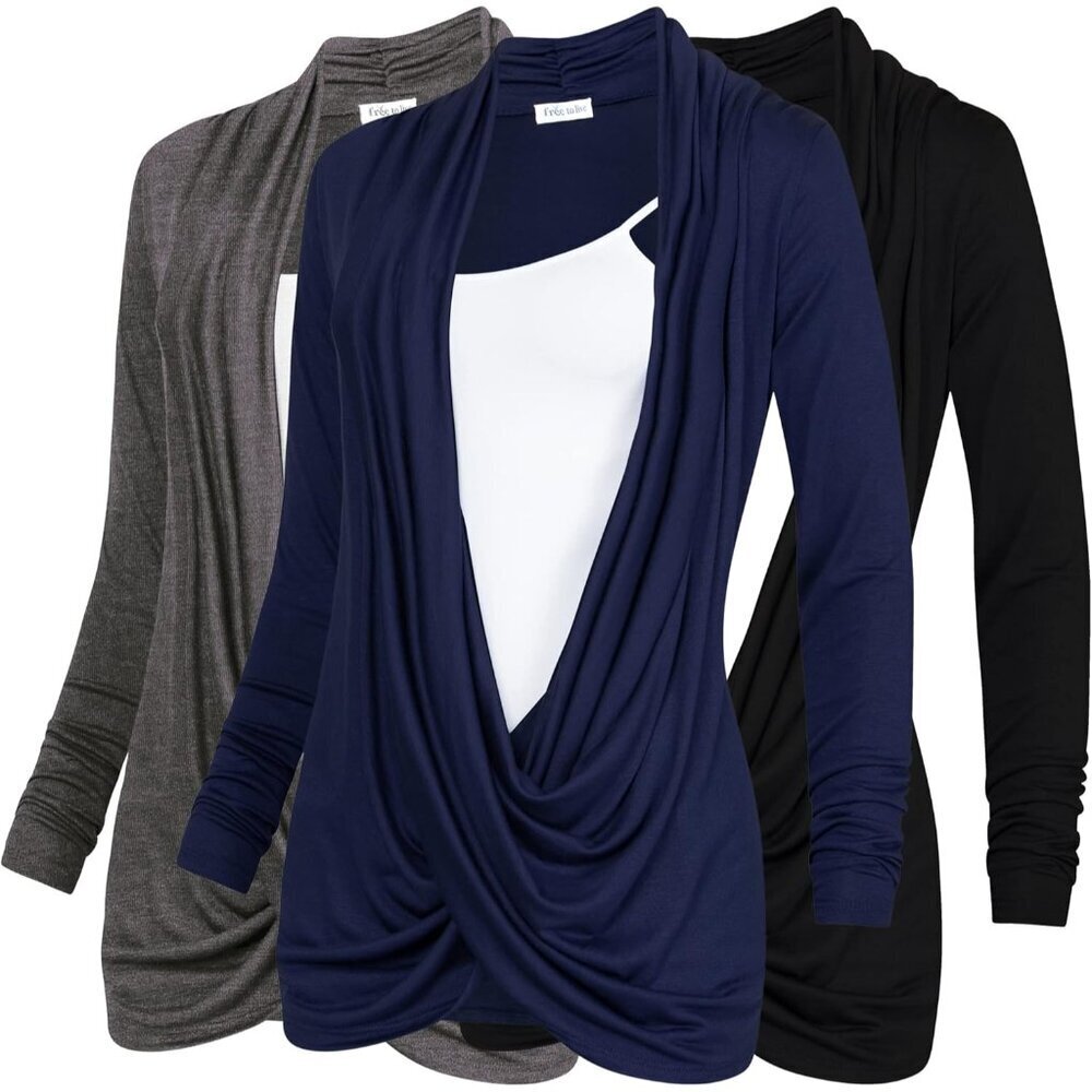 3-Pack Women's Long Sleeve Nursing Tops Rayon Spandex Casual Postpartum